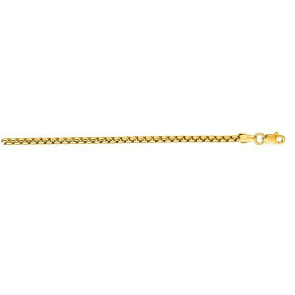 JewelStop 14k Yellow Gold 2.5mm Solid Round Box Chain with Lobster Clasp - 16 Inches, 13.88gr.