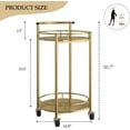 thumbnail image 3 of Bar Cart Gold Rolling Cart for Home,2 Tiers Bar Serving Cart Round Wine Cart with Handle, Metal Wine Rack and Casters, Serving Bar Trolley for Home Kitchen,Living Room,Christmas,New Year, 3 of 8