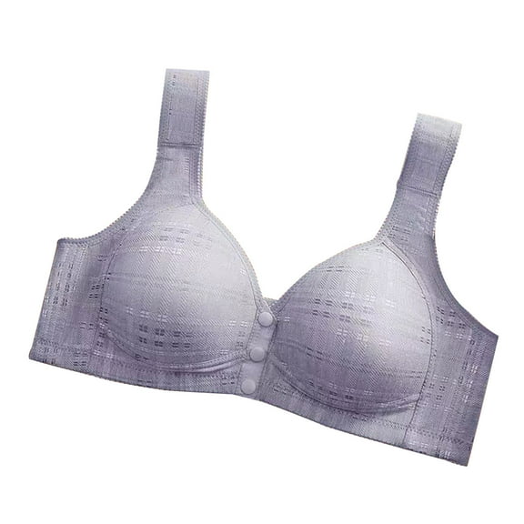 Bigersell Demi Bra Front Snap Closure V-Neck Wire-Free Bra Support Women Classic Bra Padded Bra Style R-15 Basic Bra Strap Nylon Back-Smoothing Bra Feature Everyday Bras Underwear Light Blue XL