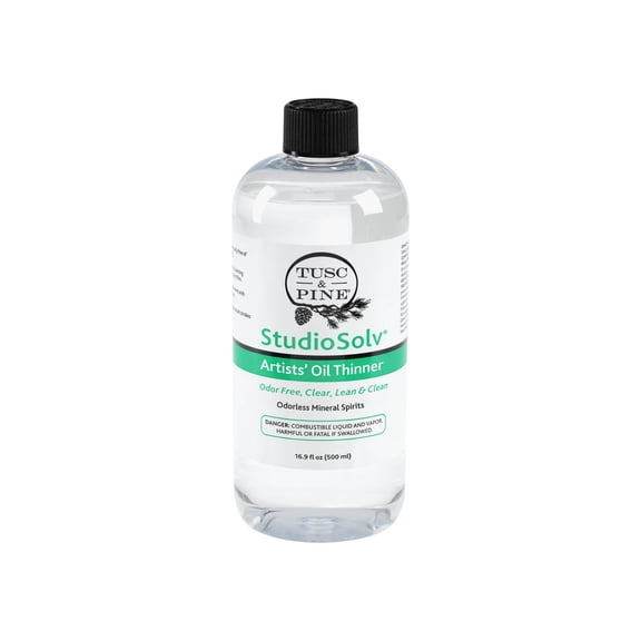 Tusc & Pine StudioSolv™ Odorless Mineral Spirits 16.9oz (500ml) - Purified Odor-Free Spirit Solvent For Thinning Oils, Artists, Painting Thinner, Professionals, & More!