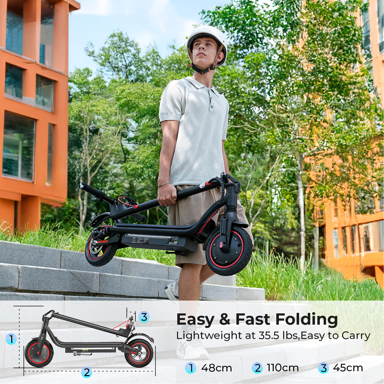 LiteFive LF7 500W Electric Scooter for Adult, Up to 22 Mph & 23 Miles Range Commuting E Scooter with Turn Signal, Dual Spring Damping, APP Control