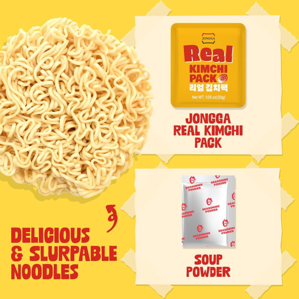 O’Food Instant Ramen Cup [ORIGINAL KIMCHI | 6 CUPS per Pack] – Healthy, Bold & Tangy | Korean Spicy Noodle Soup with Real Kimchi | No Artificial Additives/ Colors | No Trans Fat