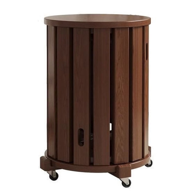 Solid Wood Stackable Stools Set of 4, Oak Dining Stools Side Table Nesting Tables with Caster & Brake