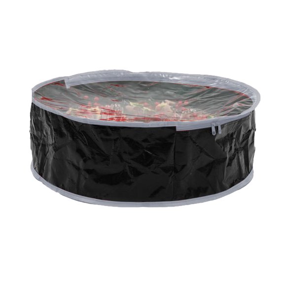 KCEHTA Christmas Wreath Storage Container 24 Inch Black Wreath Storage Bag Waterproof Christmas Garland Storage Bag for Garland Wreath Holiday Ornaments Decorations