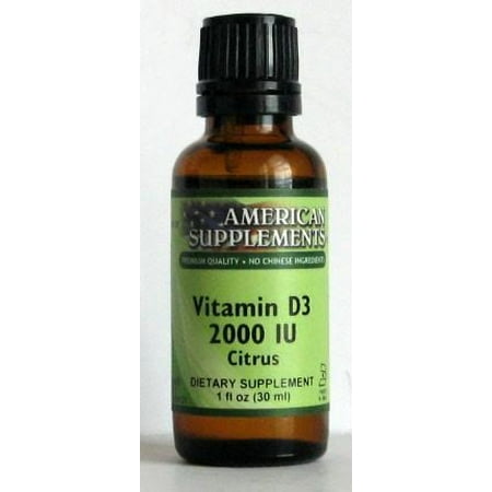Vitamin D3 2000 Citrus with Mct Oil American Supplements 1 oz Liquid