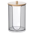 thumbnail image 3 of Caja de almacenamiento de hisopos de algodón con tapa de bambú, caja de algodón desmaquillante, tanque de almacenamiento de superposición de baño transparente, caja de polvo de bolas de, 3 of 5