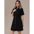 thumbnail image 2 of DARING DIVA Short Sleeve Denim Collared Button Front Jean Dress S Black, 2 of 7