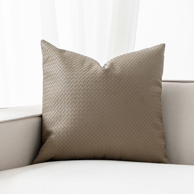 Nvzi 4 fundas de almohada de cuero texturizado tejido. Estampado verde, fundas de almohada coloridas que iluminan el ambiente de tu dormitorio. 45 x 45 cm (color arena).