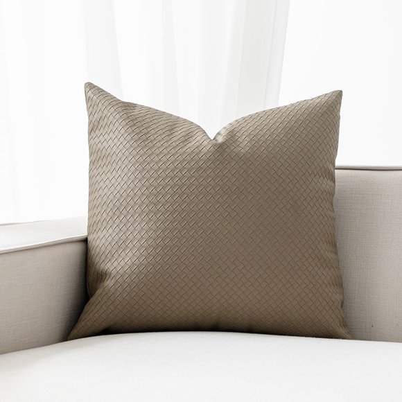 Nvzi 4 fundas de almohada de cuero texturizado tejido. Estampado verde, fundas de almohada coloridas que iluminarán la decoración de tu dormitorio. 11,81 x 19,69 pulgadas (color arena).