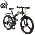 Jacgood 26 Inch Adult Mountain Bike with 24-Speed Drivetrain and Double Disc Brakes, Foldable Design, and High Carbon Steel Frame for Adult Cycling