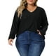 thumbnail image 1 of GRACE & GRANDEUR Blusas de Talla Grande para Mujeres, Cuello en V, Manga Larga, Camiseta Blusa Tunic 1X Negra, 1 of 1