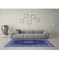 thumbnail image 3 of Ahgly Company Machine Washable Indoor Square Medallion Blue Traditional Area Rugs, 4' Square, 3 of 4