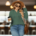 thumbnail image 3 of NISVIYA Winter Plus Size Tops for Women with Long SleeveTrendy Button Sweaters Casual Ribbed Knit Tees Loose Fit Comfy Drawstring Hoodies, 3 of 5