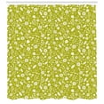 thumbnail image 3 of Botanical Shower Curtain, Monochrome Pattern of Flowers Berries and Leaves Budding Elements, Fabric Bathroom Set with Hooks, 69W X 75L Inches Long, Yellow Green and White, by Ambesonne, 3 of 3