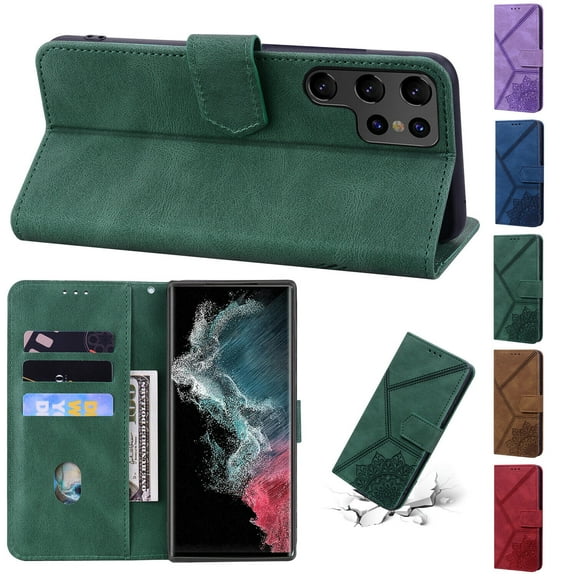 For Samsung Galaxy S22 Ultra Cover with Card Slot Shockproof Luxury Leather Card Slot Stand Wallet Flip Holder Case