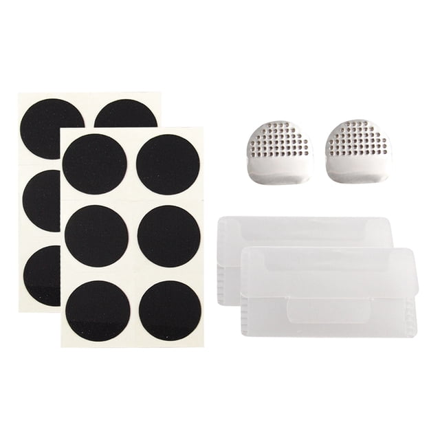 Kit de 2 parches para neumáticos de bicicleta de montaña, herramientas prácticas para reparar neumáticos, utensilio de raspado, bolsa de almacenamiento de PP (negro)