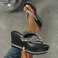 thumbnail image 3 of SCHUHLAND Women's Colorful Gem Wedge Flip Flops, 9cm Super High Chunky Platform Crystal Sandals, Summer Beach Party Slippers, Size 35-43, 3 of 9