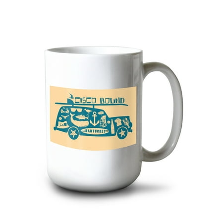 

15 fl oz Ceramic Mug Nantucket Massachusetts Coastal Icons Contour Dishwasher & Microwave Safe