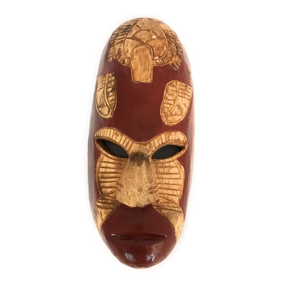 Fijian Tiki Mask w/ Carved Turtle - 12" Ocean Tiki Polynesian Art | #mdr1900530