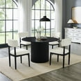 thumbnail image 2 of Roundhill Furniture Henriet 5-Piece Round Dining Set, Pedestal Dining Table with 4 Stylish Chairs, Black, 2 of 13