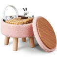 thumbnail image 1 of Reposapiés Storage Otoman Wimarsbon, moderno y redondo, color rosa, 1 of 8