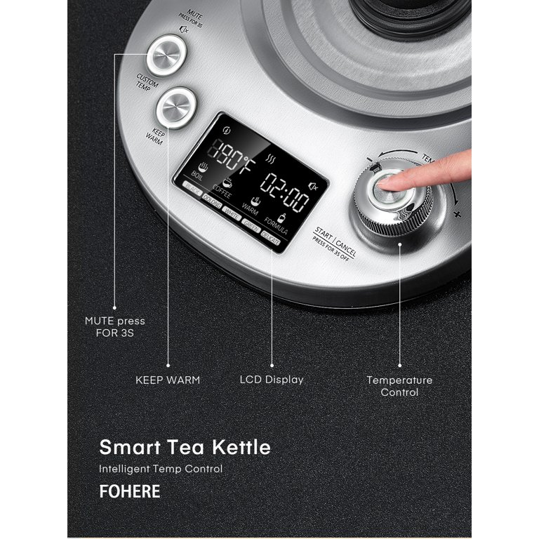  Electric Tea Kettle, 6 Variable Presets Temperature Smart Tea  Maker, Fast Boil Electric Glass Kettle with 2Hr Keep Warm Function, Premium  Stainless Steel, 1200 Watt Quick Heating, 1.7L: Home & Kitchen