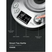 FOHERE Electric Tea Kettle, Electric Kettle Temperature Control with 9 Presets, 2Hr Keep Warm, Removable Tea Infuser,Silver Stainless Steel Glass Boiler, BPA Free, 1.7L