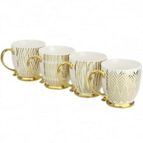 Gibson Home Gold Finch 4 Piece 16.7oz Electroplated Fine Ceramic Mug Set in Gold