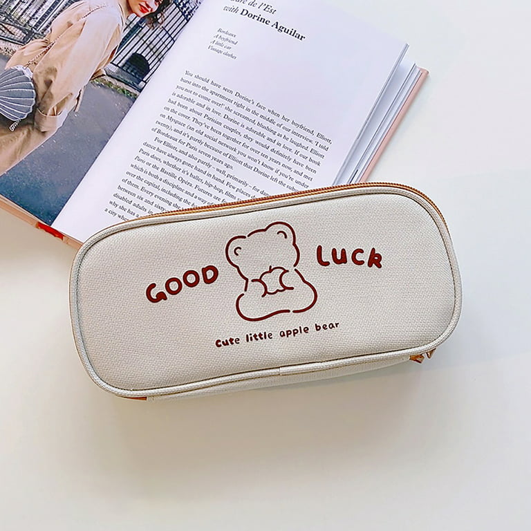 Iopqo Pencil Box Large-capacity Pencil Case Cute Pencil Pencil Case Storage Box School and Office Supplies Middle School Stationery Stationery Bag