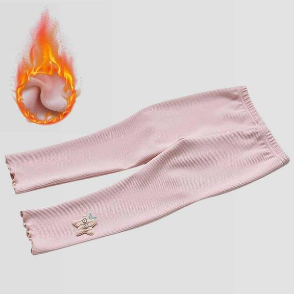 Tejiojio Girls and Toddlers'Soft Cotton Clearance Autumn Winter Baby Girls Fungus Side Embroidery Cat Leggings Cropped Trousers