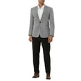 thumbnail image 2 of MODA NOVA Big & Tall Men's Plaid Sports Coat Notched Lapel Houndstooth Blazer Gray L, 2 of 6