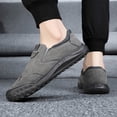 thumbnail image 4 of Mens Slip On Gray Casual Shoes Lightweight PU Faux Leather Non Slip Breathable Walking Work Sneakers Comfortable Loafers,Size 7, 4 of 9