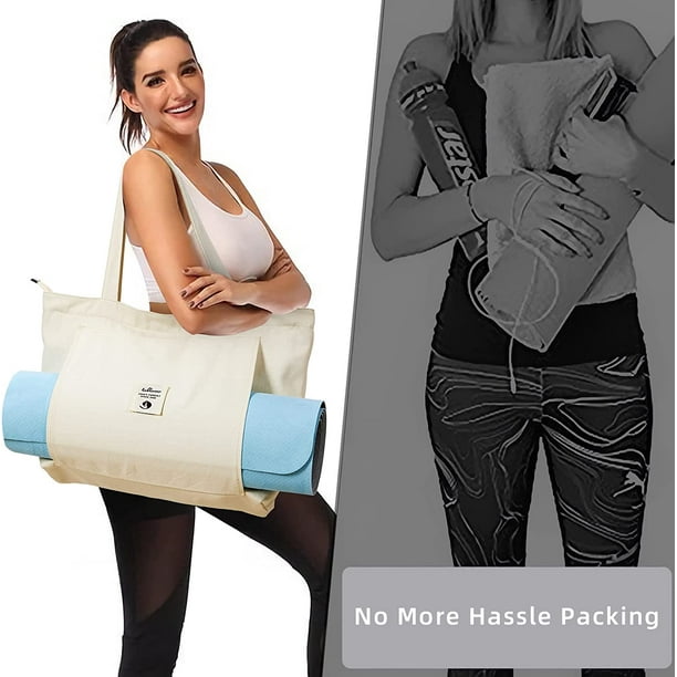 Yoga Bags for Women with Yoga Mats Bags Carrier Carryall Canvas Tote for  Pilates Shoulder for Travel Office Beach 