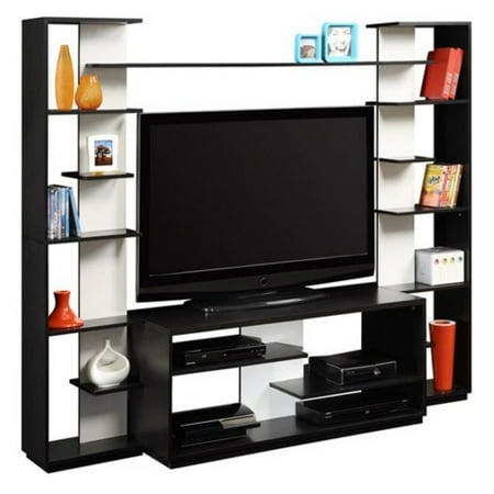 Altra Black and White Home Entertainment Center with Two Reversible Back Panels for TVs up to 45