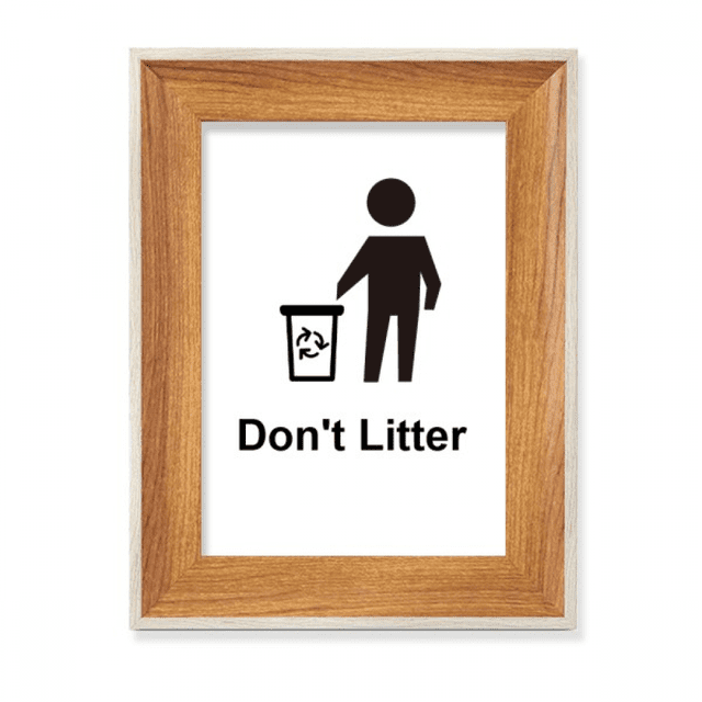 Don't Litter Black Symbol Pattern Desktop Wooden Photo Frame Display Picture Art Painting Multiple Sets
