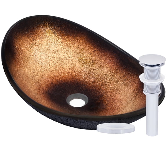 Miseno Mno-G1308800 Oval 21-1/2" Tempered Glass Vessel Bathroom Sink - Chrome