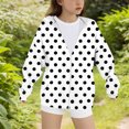 thumbnail image 5 of ZHOGXU Big Girls Hooded Jacket With Pocket Long Sleeve Plush Lined Zip Up Polka Dot Print Casual Comfortable Coat Top For Daily Wear White 4-5 Years, 5 of 5