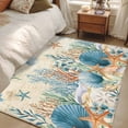 thumbnail image 4 of Teal Blue Coastal Area Rugs 2.7'x5', Small Throw Rugs for Kitchen Bedroom, Summer Beach Starfish Shell Coral Nautical Retro Indoor Outdoor Rug Non-Slip Low Pile Carpet Runner Reversible Floor Mats, 4 of 8