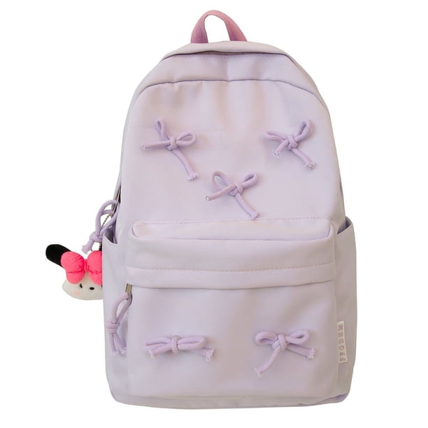 Mochila para Niñas Secundaria Con Lazo Al Aire Libre Color Sólido