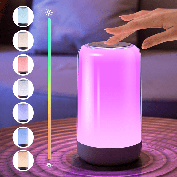 AuroraNiteBeam Touch Night Light for Bedroom Rechargeable 7 RGB Color Table Lamp,Dimmable & Portable Beside Lamp for Adults/Kids,Home Room Decor