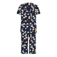 thumbnail image 4 of successthop Loungewear Plus Size Sets Lightweight Floral Short Sleeve with Pockets Button 2 Piece Capri Pajamas XL Navy, 4 of 5