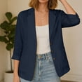 thumbnail image 5 of IUYRTFE Women's 3/4 Sleeve Button Front Blazer Jacket Relaxed Fit Casual Workwear Top, 5 of 7