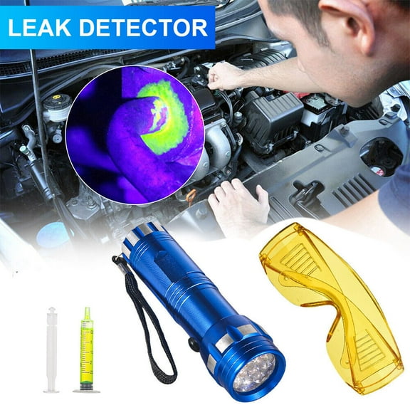 G.PEH UV Fluid Gases Leak Detector Kit For Car A/C System Dye&Glasses&28 Led Light US