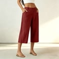 thumbnail image 4 of DailyTrove Women's Linen Blend Wide Leg Capri Pants, High Waisted Casual Cropped Trousers, 4 of 7