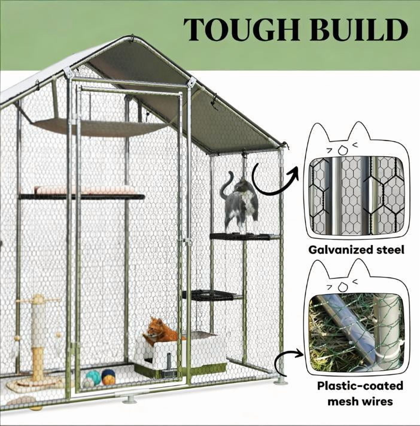 Pet Cage, Walk-in Cat Patio Enclosure Cage, Large Catio Outdoor Cat Enclosure