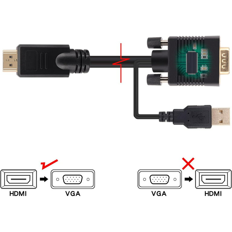 A-technology HDMI to VGA Cable 3ft (1m) 1080P-Gold Plated-Active Video  Adapter-HDMI Digital to VGA Converter Cable-Support Notebook-PC-Player