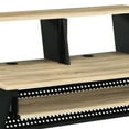 thumbnail image 3 of Tin 47 Inch Wood Music Desk Studio Station, Keyboard Tray, Shelves, Brown - Saltoro Sherpi, 3 of 5