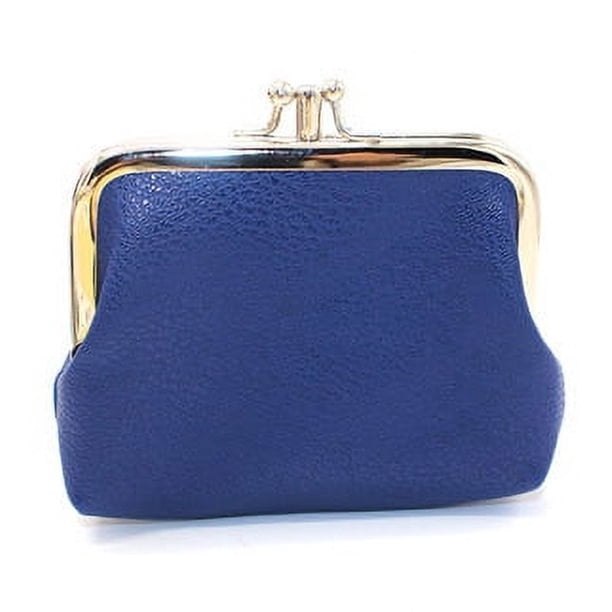Monedero de cuero de doble capa, lindo bolso pequeño para mujer, bolso con clip para tarjeta bancaria