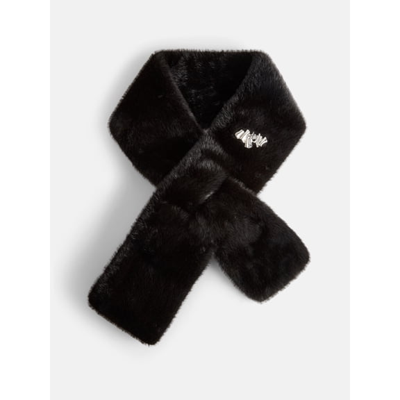 Scoop Women's Faux Fur Scarf, Black Soot