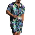 thumbnail image 2 of Danhjin Men's Hawaiian Shirt and Short Pants 2 Piece Vacation Outfits Sets Casual Button Down Beach Floral Suits on Clearance, 2 of 9